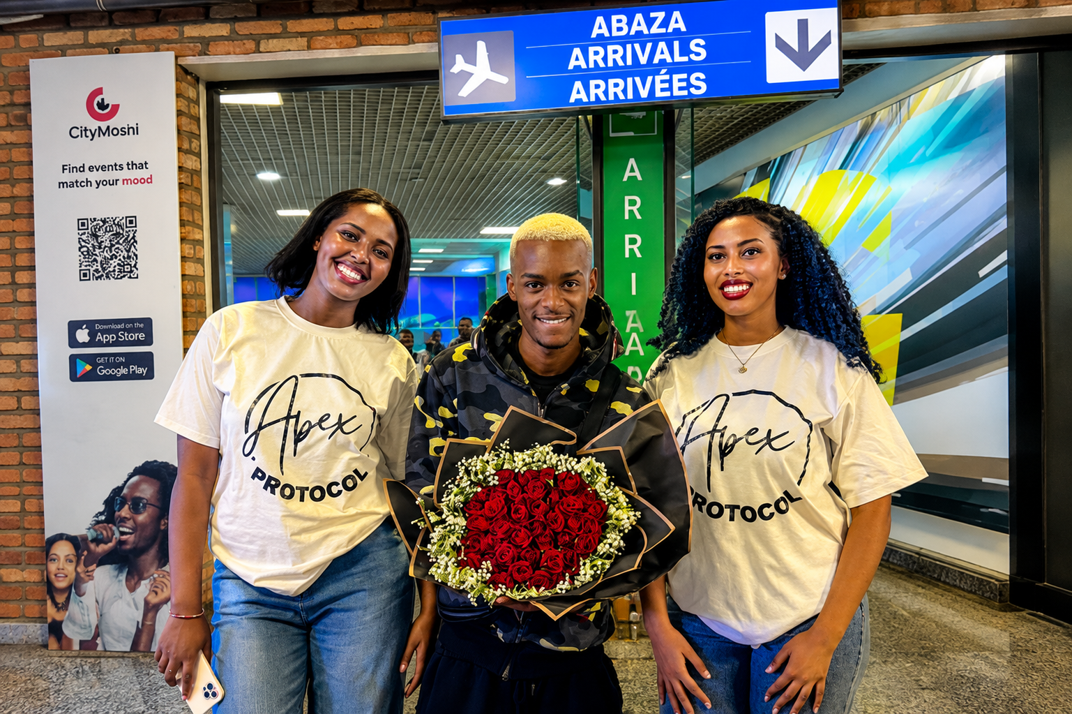 Apex Protocol airport welcome team with a visiting guest
